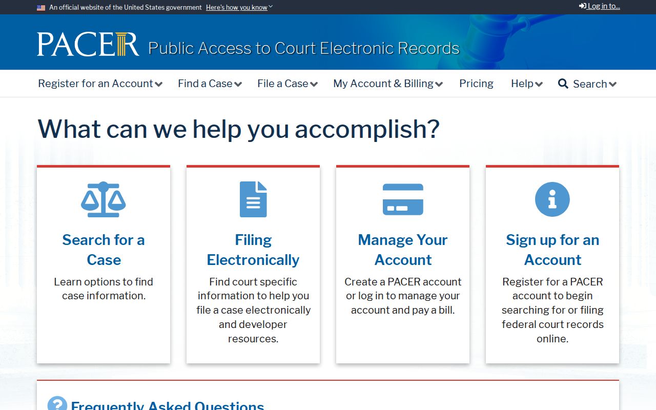 Caddo case search PACER federal court record search interface