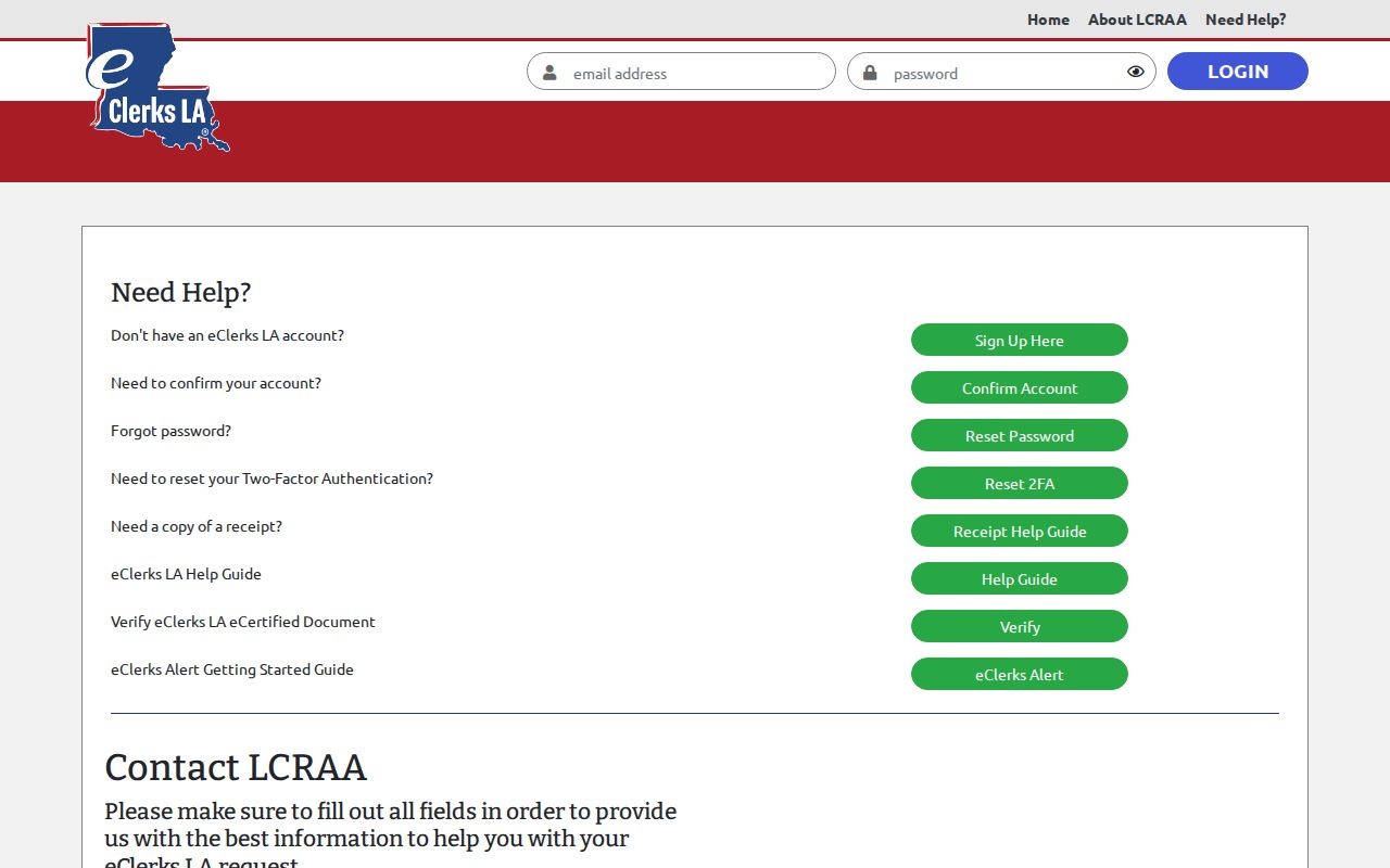 Caddo Court Case Records eClerks LA contact form for parish record support