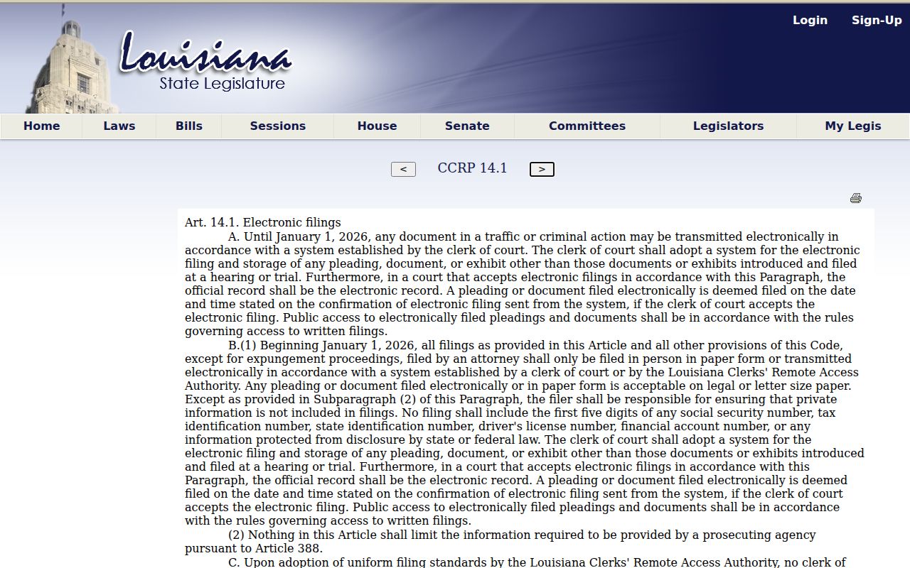 Caddo criminal court dockets electronic record access law